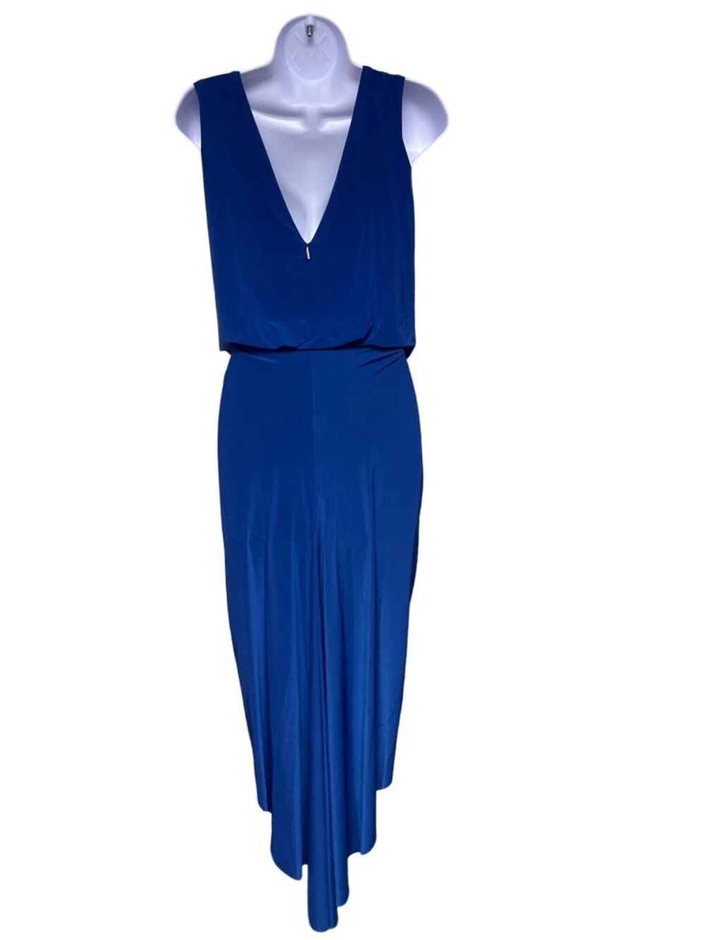 MISA Los Angeles Domino Dress Navy Blue Ruched Knot Front XS NWT Made USA - Picture 5 of 10